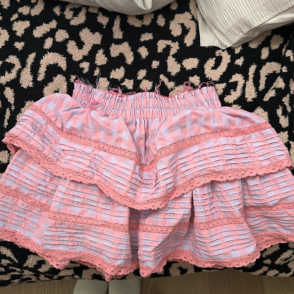 Pink and purple pleaded skirt from impeccable pig brand is (day+moon)SIZE SMALL